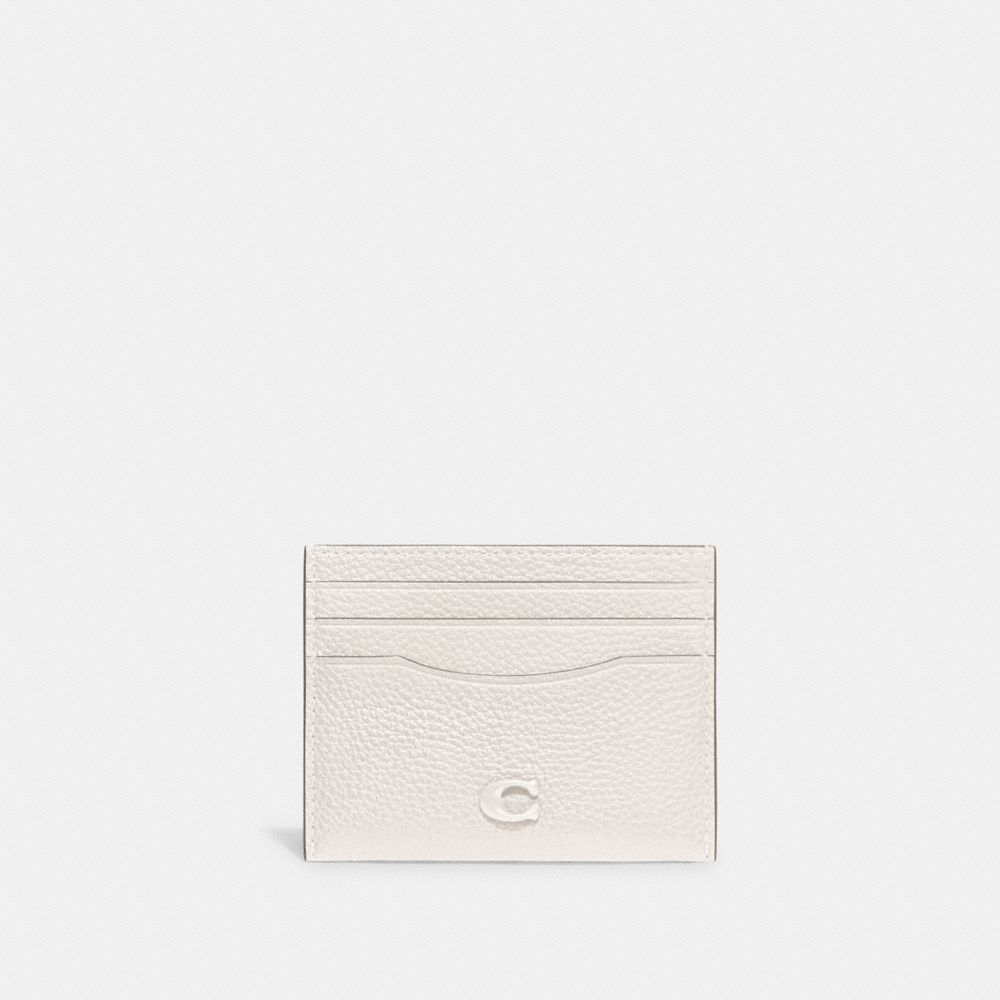 COACH Pebble Leather Flat Card Case Chalk One Size