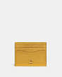 COACH®,CARD CASE,Polished Pebble Leather,Yellow Gold,Front View