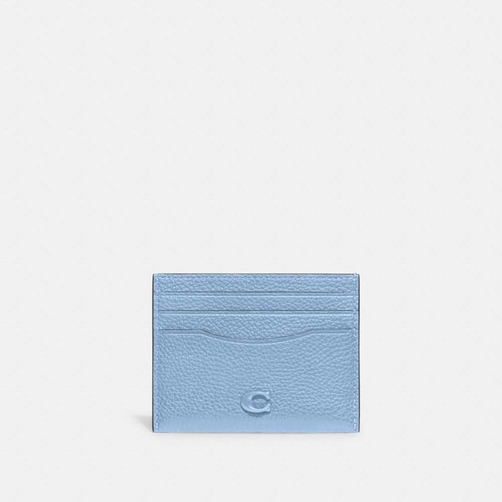 COACH®,ÉTUI-CARTES,Cuir galet poli,Piscine,Front View