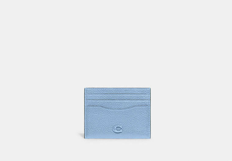 COACH®,CARD CASE,Polished Pebble Leather,Pool,Front View