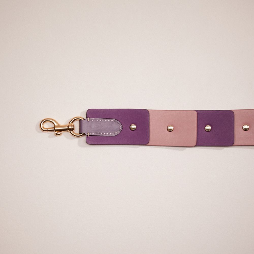 COACH®,Remade Colorblock Linked Hangtag Strap,Leather,Bag Straps,Studded,Multi Color,Back View