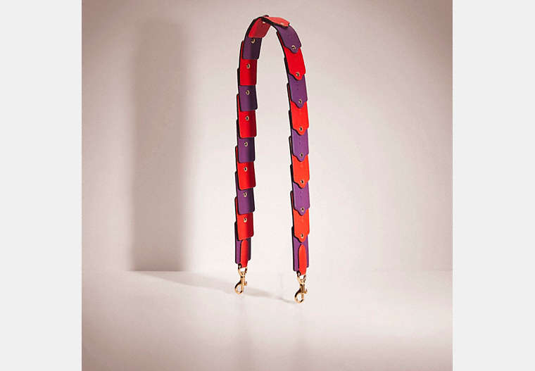 COACH®,REMADE COLORBLOCK LINKED HANGTAG STRAP,Smooth Leather,Red Multi,Front View