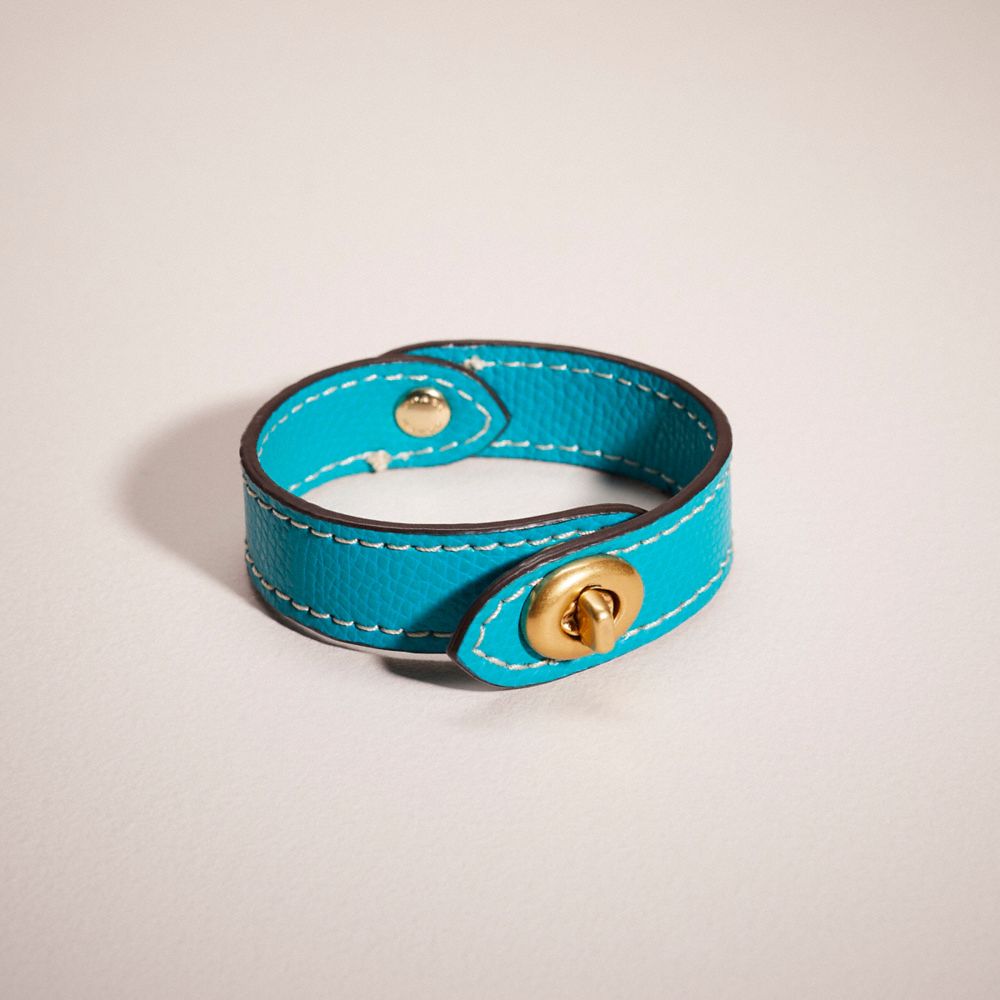 COACH®,Remade Turnlock Bracelet,Stitching,Casual,Turquoise,Front View