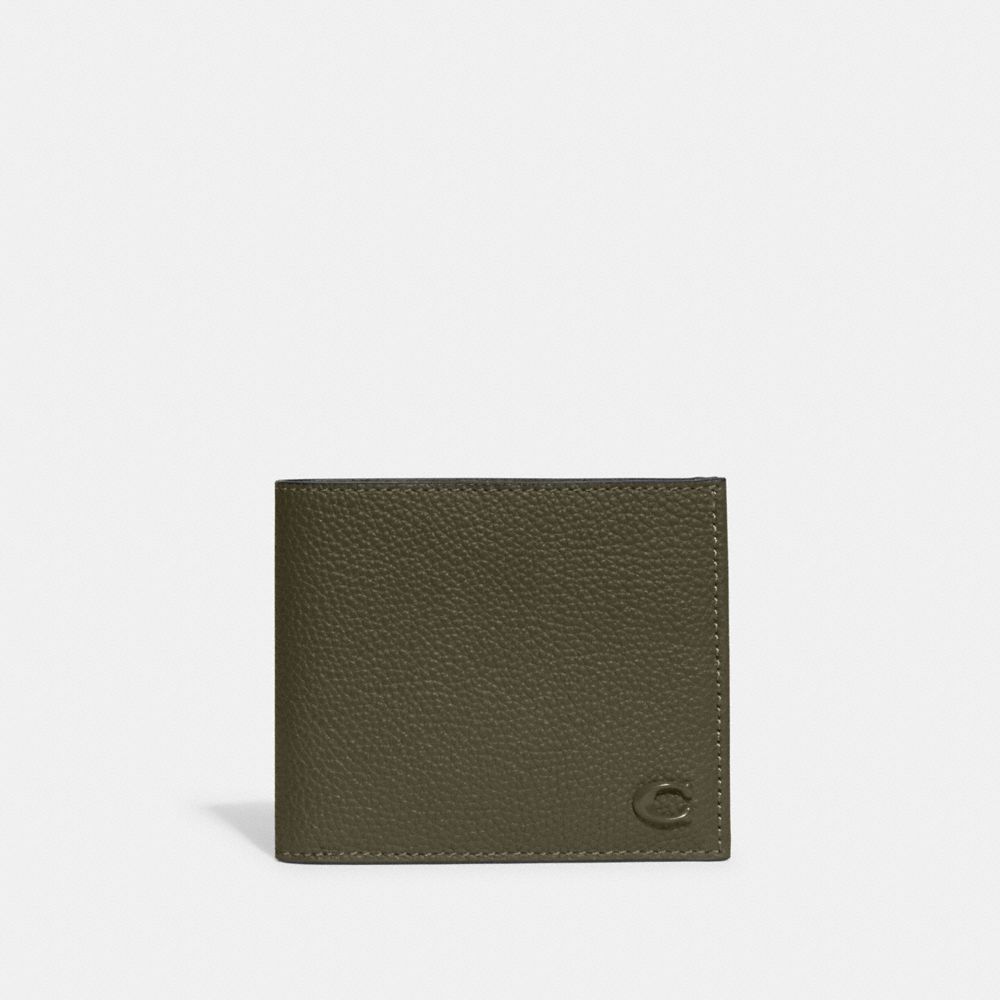 COACH®,Double Billfold Wallet,Leather,Bi Fold,Logo,Metal,Casual,,Front View