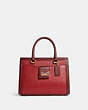 COACH®,GRACE CARRYALL IN COLORBLOCK,Refined Pebble Leather,Large,Gold/Red Apple Multi,Front View