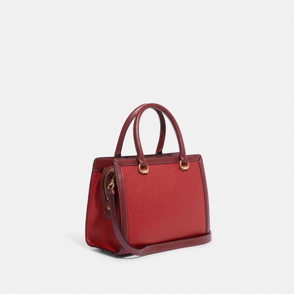 COACH®,GRACE CARRYALL IN COLORBLOCK,Novelty Leather,Large,Gold/Red Apple Multi,Angle View