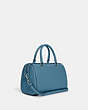 COACH®,ROWAN SATCHEL,Crossgrain Leather,Large,Silver/Pacific Blue,Angle View