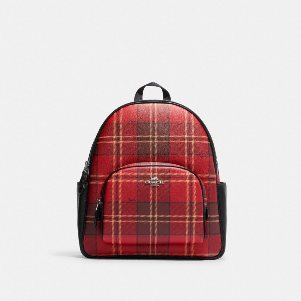 COACH® | Court Backpack With Tartan Plaid Print
