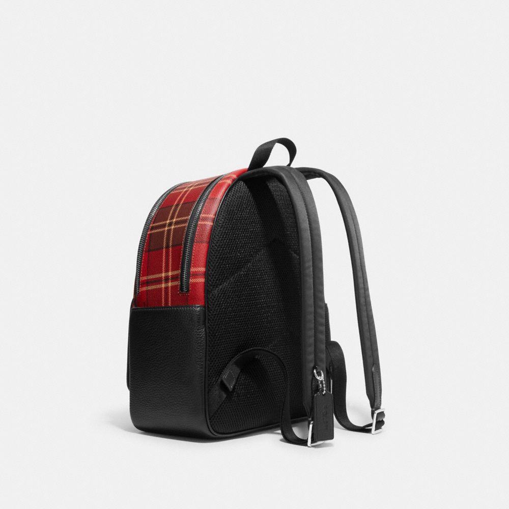 COACH Court Backpack With Tartan Plaid Print