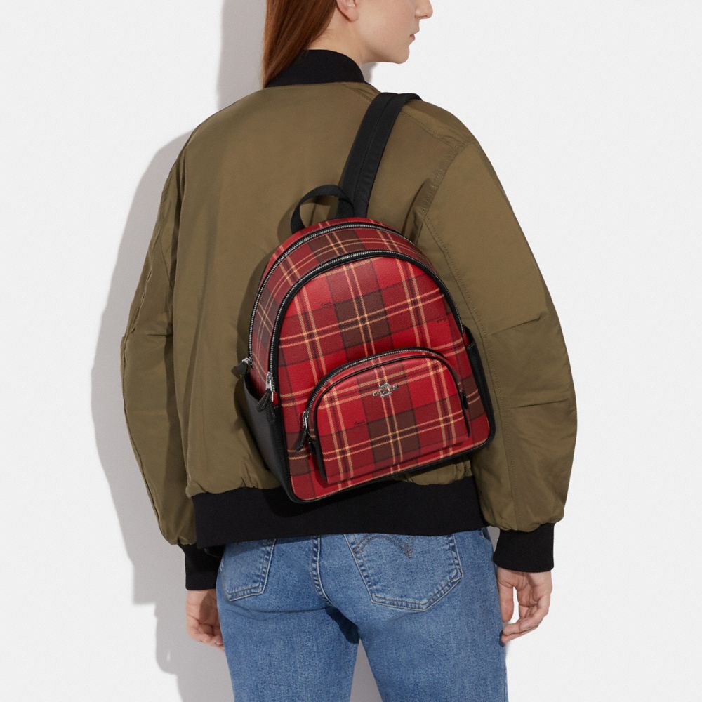 COACH Court Backpack With Tartan Plaid Print