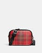 COACH®,JAMIE CAMERA BAG WITH TARTAN PLAID PRINT,Printed Coated Canvas,Mini,Silver/Red/Black Multi,Front View