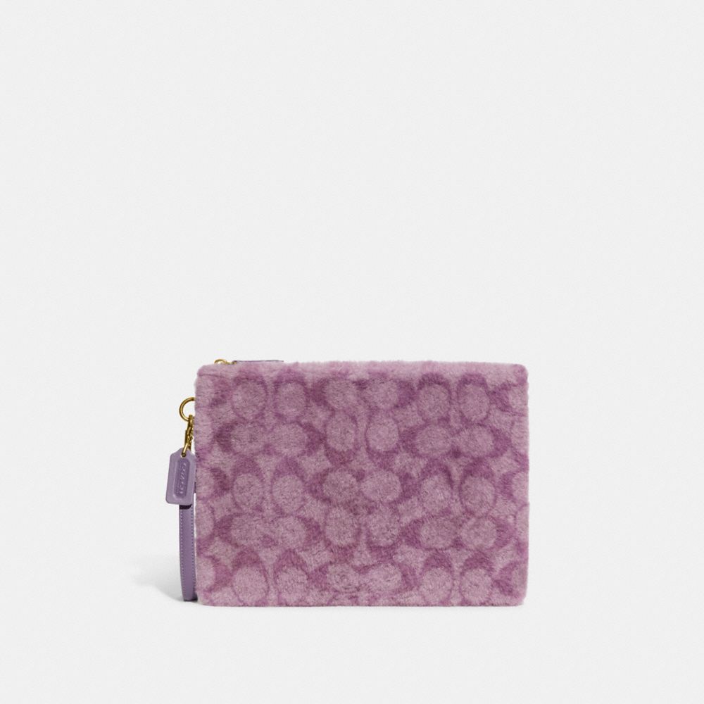 COACH®,チャーター ポーチ・シグネチャー シアリング,ﾗｲﾄ ﾊﾟｰﾌﾟﾙ