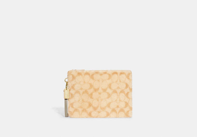 COACH®,CHARTER POUCH IN SIGNATURE SHEARLING,Shearling,Mini,Natural,Front View