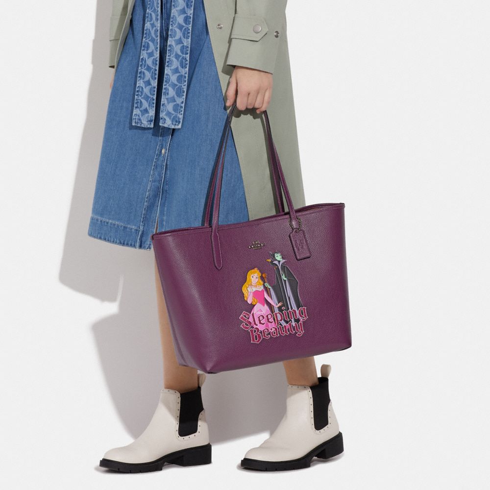 COACH®  Disney X Coach City Tote With Signature Canvas Interior And  Maleficent Motif