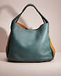 COACH®,RESTORED BANDIT HOBO 39,Pebble Leather,Pewter/Dark Turquoise,Front View