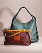 COACH®,RESTORED BANDIT HOBO 39,Pebble Leather,Pewter/Dark Turquoise,Angle View