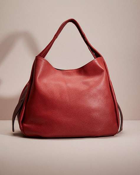 COACH®,RESTORED BANDIT HOBO 39,Pebble Leather,Black Copper/Washed Red,Front View