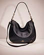 COACH®,RESTORED CHELSEA HOBO 32,Polished Pebble Leather,Large,Light Gold/Black,Front View