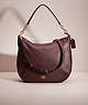 COACH®,RESTORED CHELSEA HOBO 32,Polished Pebble Leather,Large,Light Gold/Oxblood,Front View