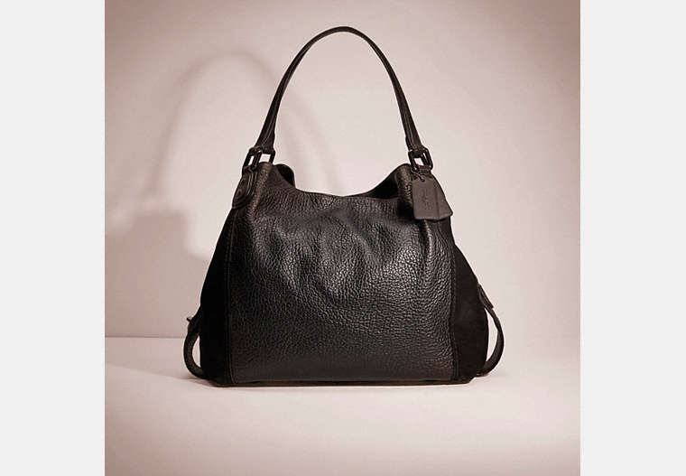 COACH®,RESTORED EDIE SHOULDER BAG 42,Leather,X-Large,Gunmetal/Black,Front View