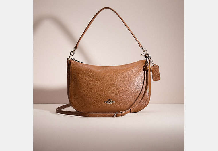 COACH®,RESTORED CHELSEA CROSSBODY,Pebble Leather,1941 Saddle/Light Gold,Front View