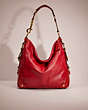 COACH®,RESTORED CARLY BAG,Nappa leather,Medium,Brass/Chili,Front View