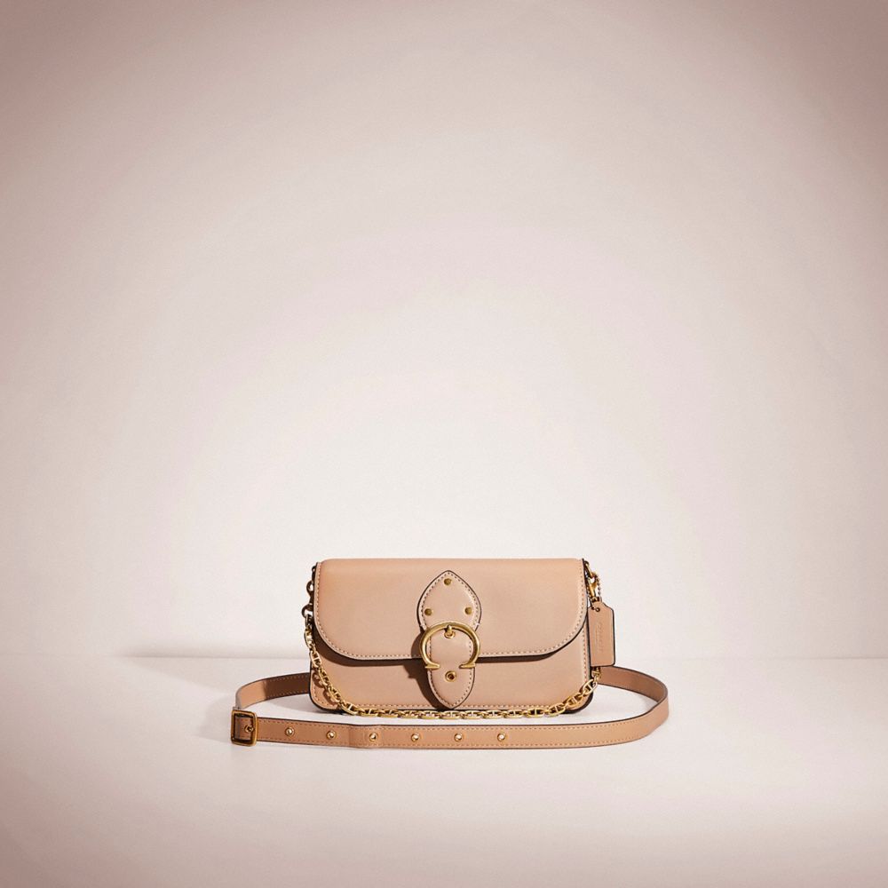 COACH®,Cuir tanné,Laiton/Taupe,Front View