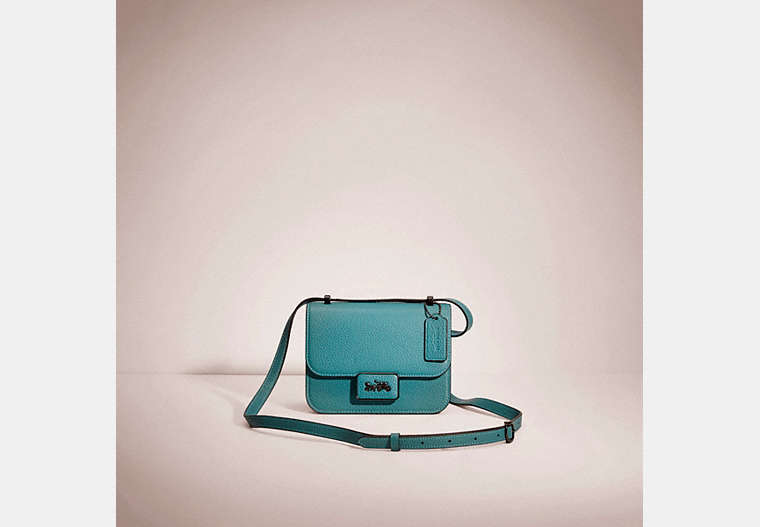 COACH®,RESTORED ALIE SHOULDER BAG 18,Pebble Leather,Small,Pewter/Retro Teal,Front View