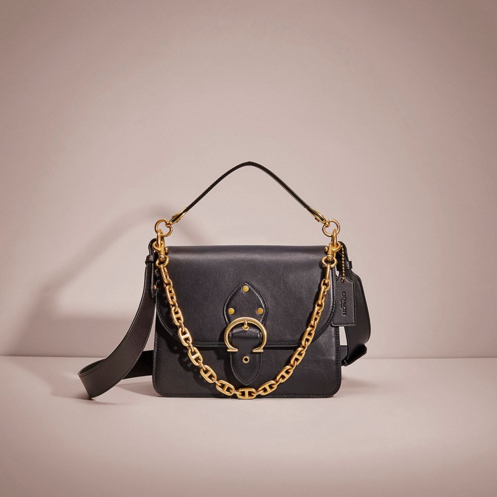 COACH®,RESTORED BEAT SHOULDER BAG,Glovetan Leather,Small,Brass/Black,Front View