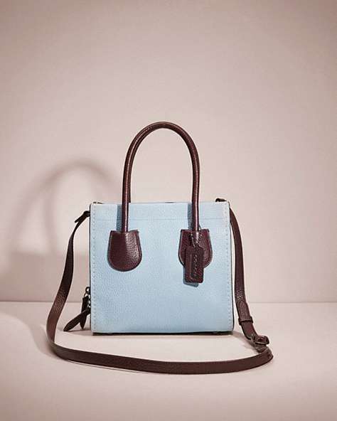 COACH®,RESTORED CASHIN CARRY TOTE 22 IN COLORBLOCK,Pebble Leather,Medium,Pewter/Waterfall Multi,Front View
