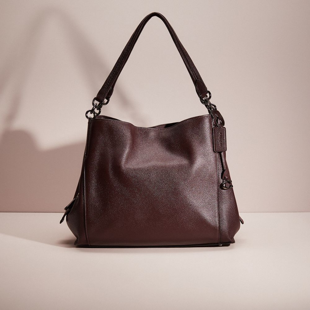 COACH®,RESTORED DALTON 31,Refined Pebble Leather,Medium,Gunmetal/Oxblood,Front View