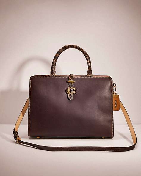 COACH®,RESTORED SERRA SATCHEL IN COLORBLOCK,Smooth Leather/Exotic,Large,Brass/Oxblood Multi,Front View