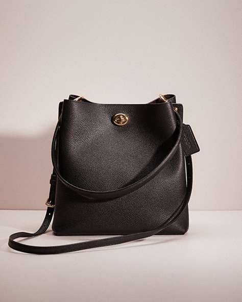 COACH®,RESTORED CHARLIE BUCKET BAG,Polished Pebble Leather,Large,Gold/Black,Front View