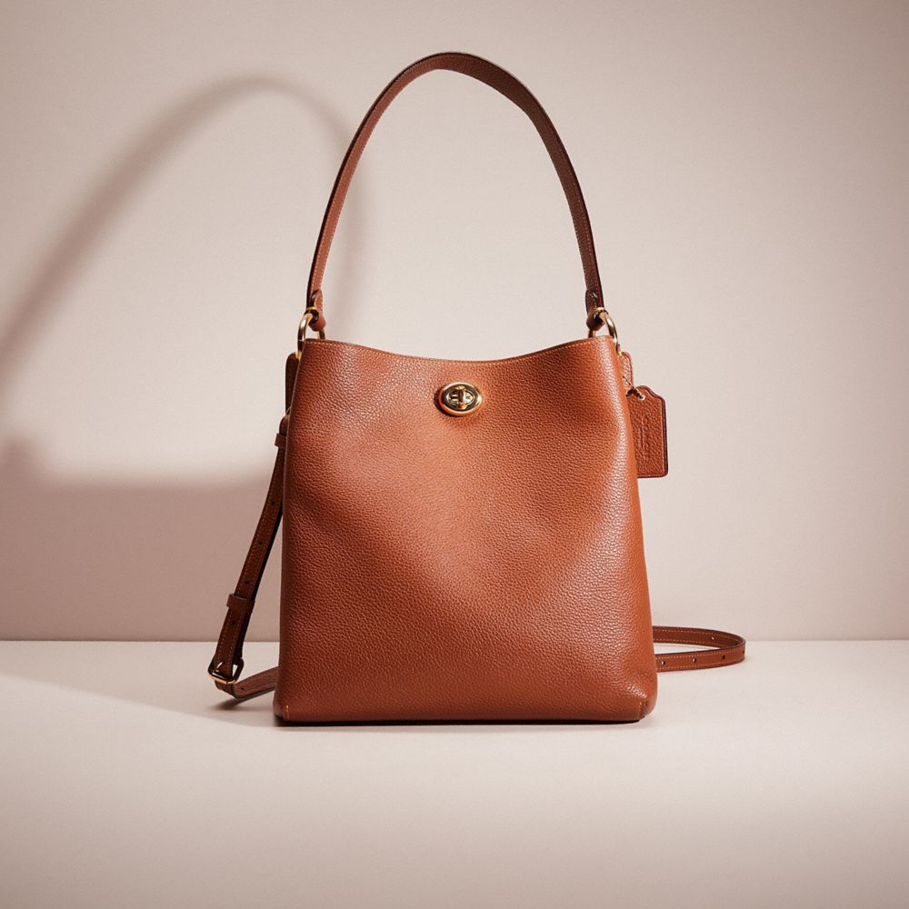 COACH®,RESTORED CHARLIE BUCKET BAG,Polished Pebble Leather,Large,Gold/1941 Saddle,Front View