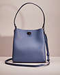 COACH®,RESTORED CHARLIE BUCKET BAG,Polished Pebble Leather,Large,Gunmetal/Stone Blue,Front View