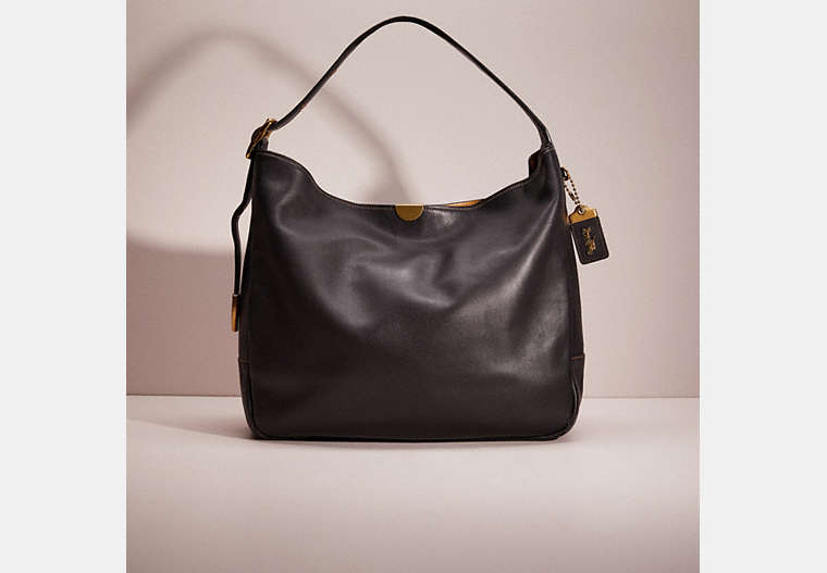 COACH®,RESTORED BEDFORD HOBO,Smooth Leather,Brass/Black,Front View