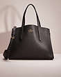 COACH®,RESTORED CHARLIE CARRYALL,Pebble Leather,Light Gold/Black,Front View