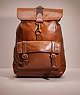 COACH®,RESTORED BLEECKER BACKPACK,Smooth Leather,Brass/Dark Saddle,Front View