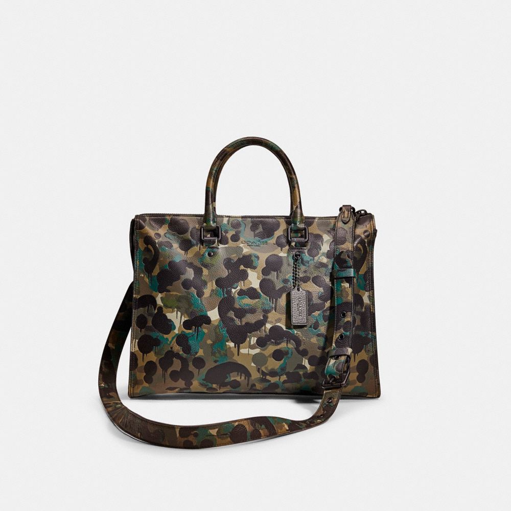 COACH Camo Leather North/South Swingpack in Green