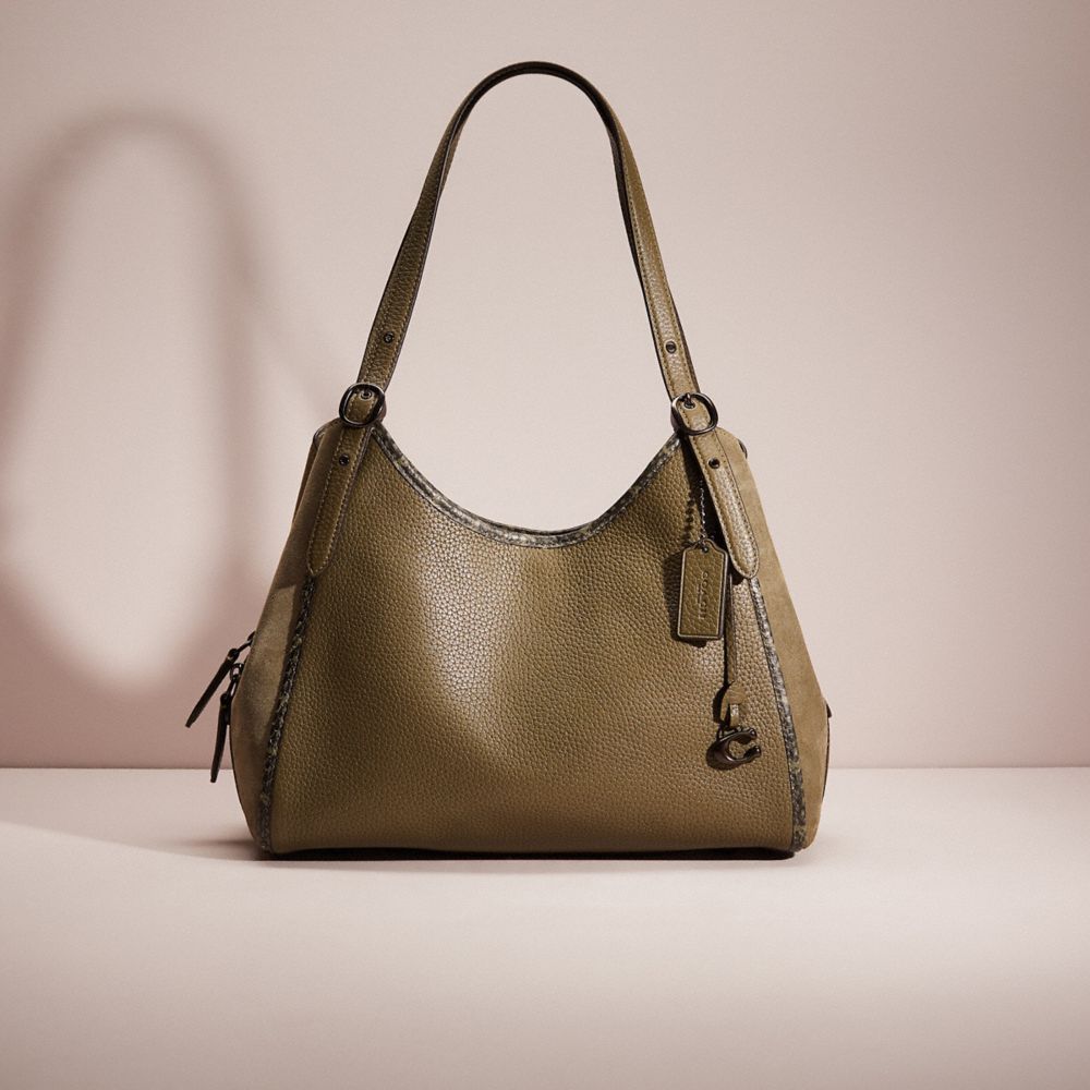 COACH®,Cuir galet,étain/Vert Armée,Front View
