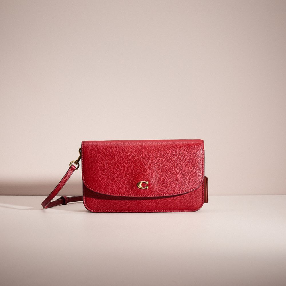 COACH®,RESTORED HAYDEN CROSSBODY,Polished Pebble Leather,Mini,Brass/Brick Red,Front View
