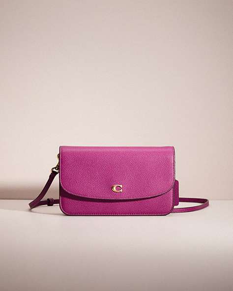 COACH®,RESTORED HAYDEN CROSSBODY,Polished Pebble Leather,Mini,Brass/Deep Plum,Front View