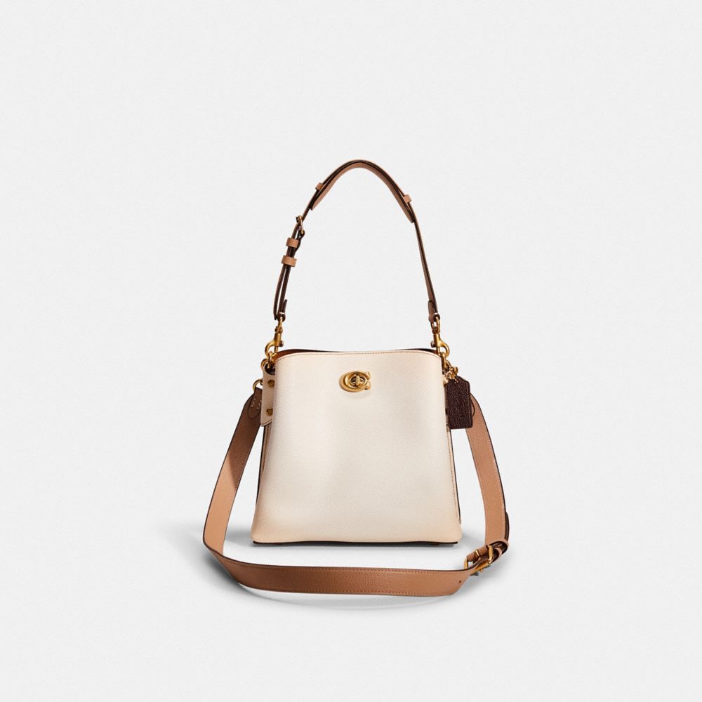 Minimalist Colorblock Bucket Bag, All-match Turn-lock Shoulder Bag