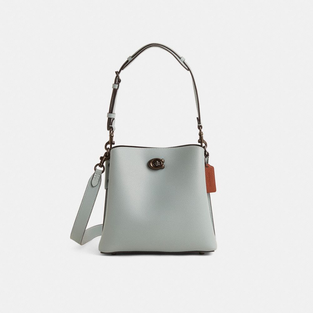 COACH®,Restored Willow Bucket Bag In Colorblock,Leather,Bucket,Logo,Metal,Casual,,Front View