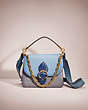 COACH®,RESTORED BEAT SHOULDER BAG IN COLORBLOCK,Glovetanned Leather,Small,Brass/Azure Multi,Front View