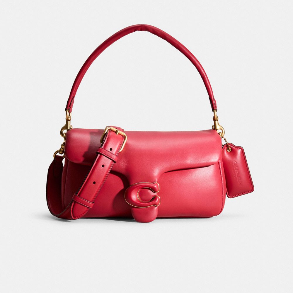 COACH®,Restored Pillow Tabby Shoulder Bag 26,Leather,Shoulder Bag,Logo,Metal,Day Party,Red,Front View