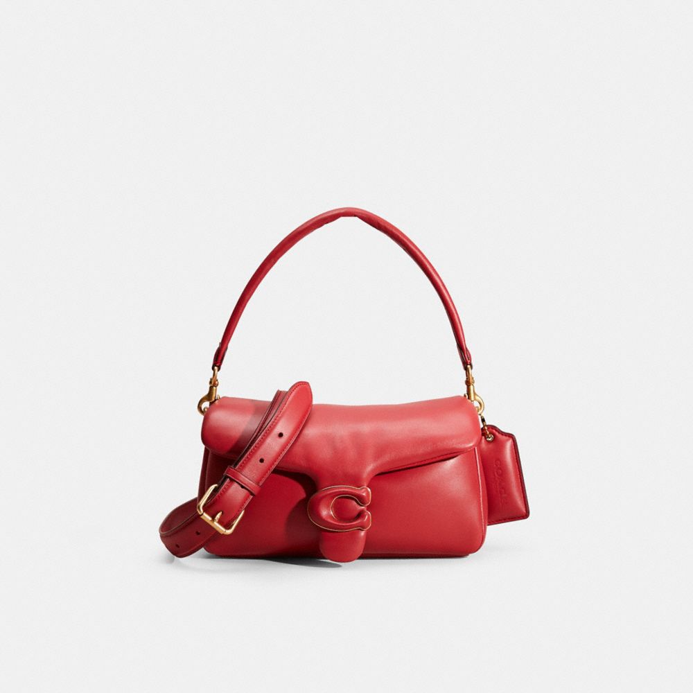 COACH®,Restored Pillow Tabby Shoulder Bag 26,Leather,Shoulder Bag,Metal,Logo,Day Party,Red,Front View