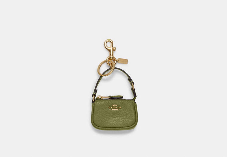 COACH®,MINI NOLITA BAG CHARM,Pebbled Leather,Mini,Im/Olive Green,Front View