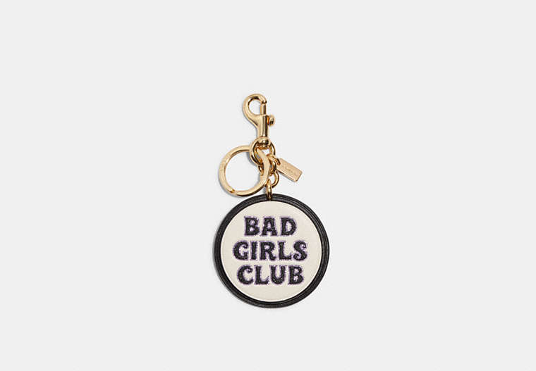 COACH®,BAD GIRLS CLUB BAG CHARM IN SIGNATURE CANVAS,Signature Coated Canvas,Gold/Chalk Multi,Front View