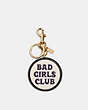COACH®,BAD GIRLS CLUB BAG CHARM IN SIGNATURE CANVAS,Signature Coated Canvas,Gold/Chalk Multi,Front View